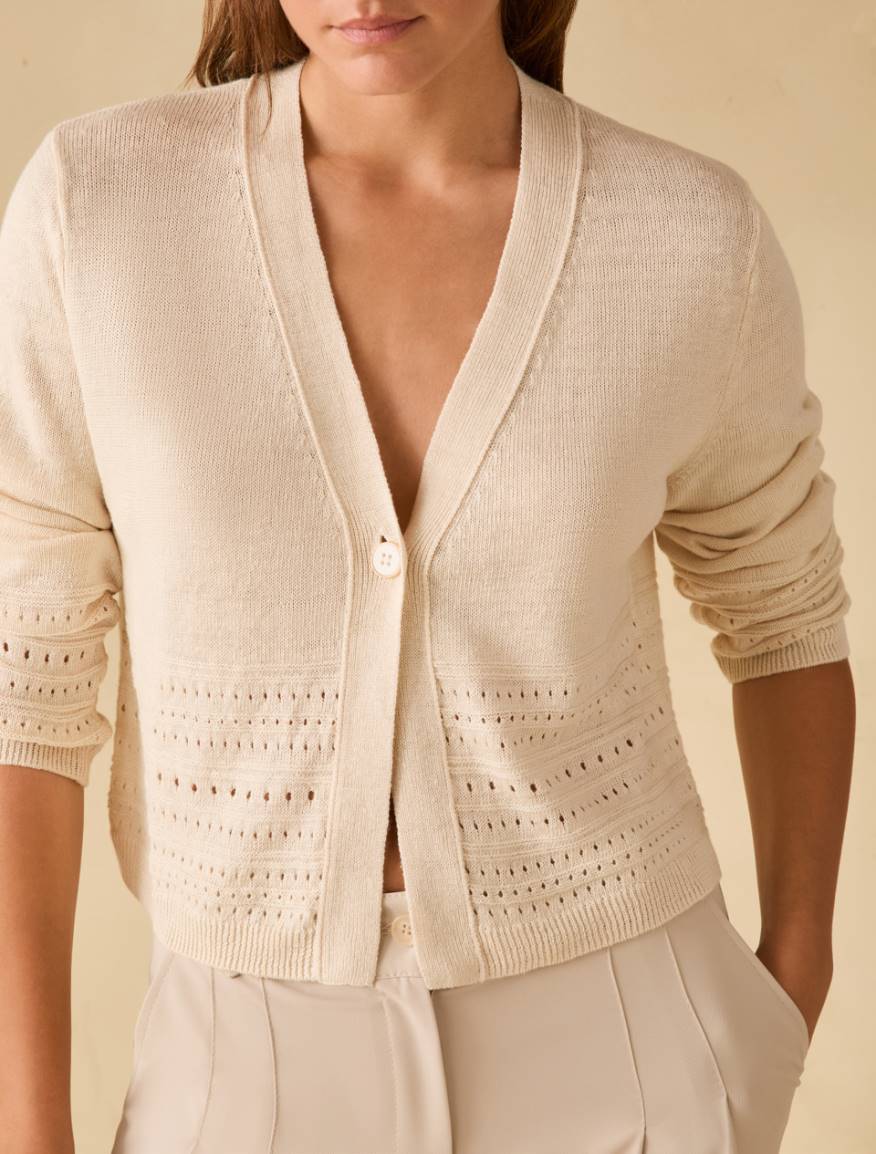Pure linen openwork cardigan - IVORY - Pennyblack - 4