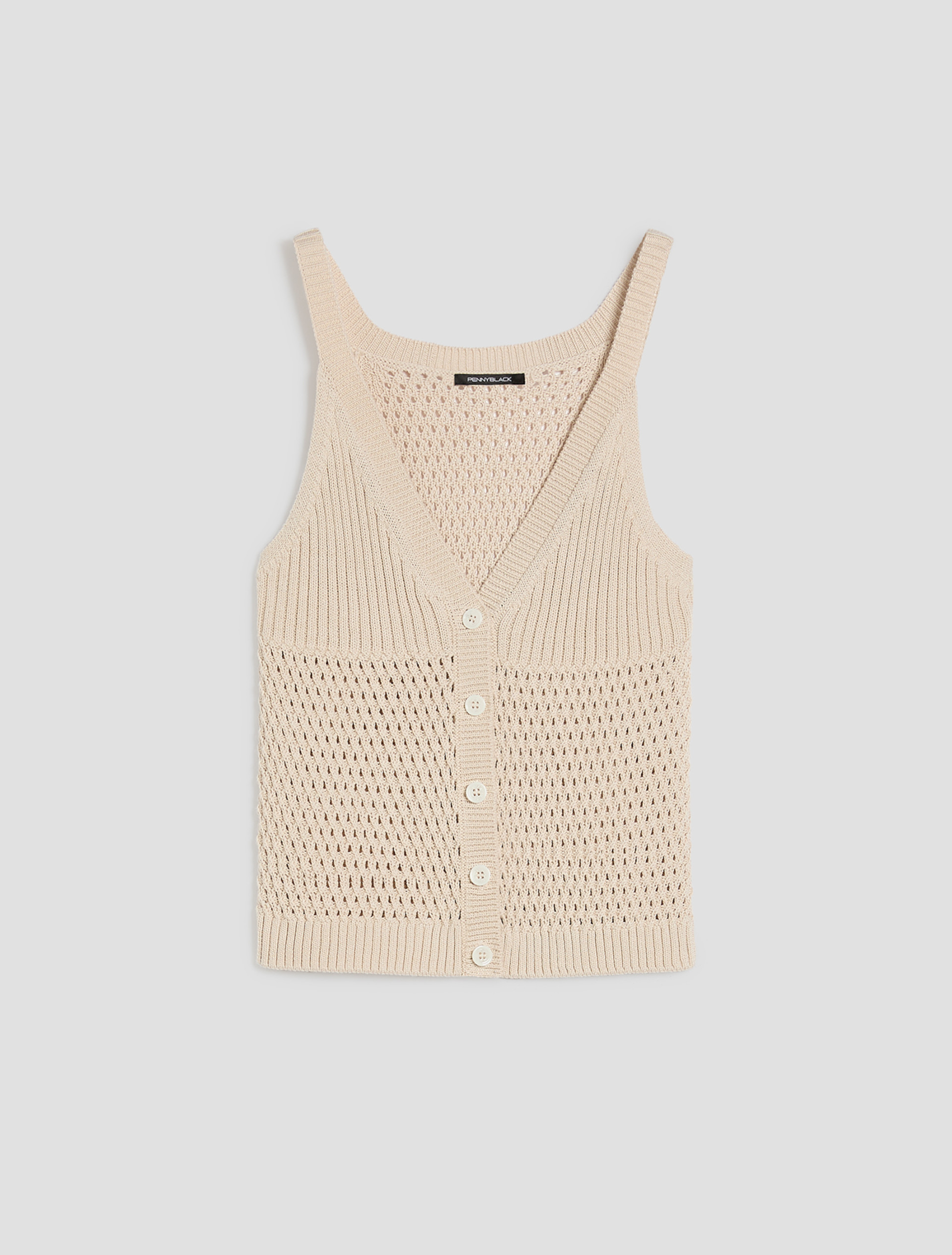 Mesh and ribbed knit vest - ROPE - pennyblack