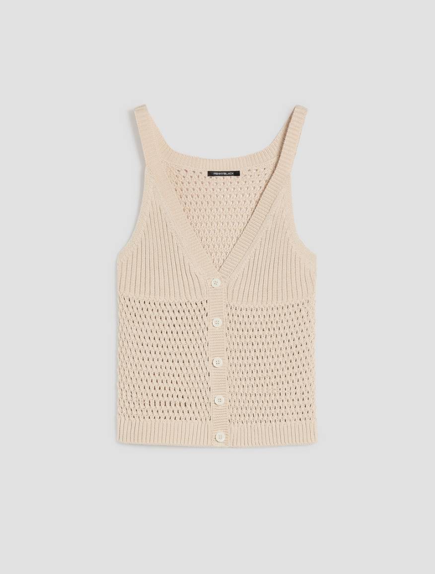 Mesh and ribbed knit vest - ROPE - Pennyblack - 2