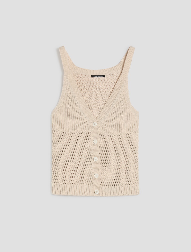 Mesh and ribbed knit vest - ROPE - pennyblack