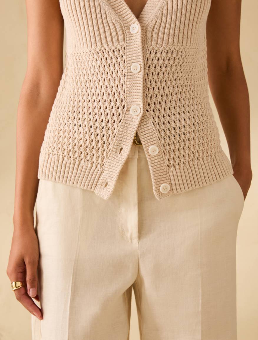 Mesh and ribbed knit vest - ROPE - Pennyblack - 4