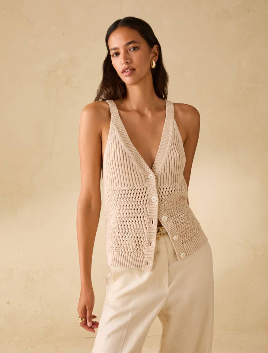 Mesh and ribbed knit vest - ROPE - Pennyblack