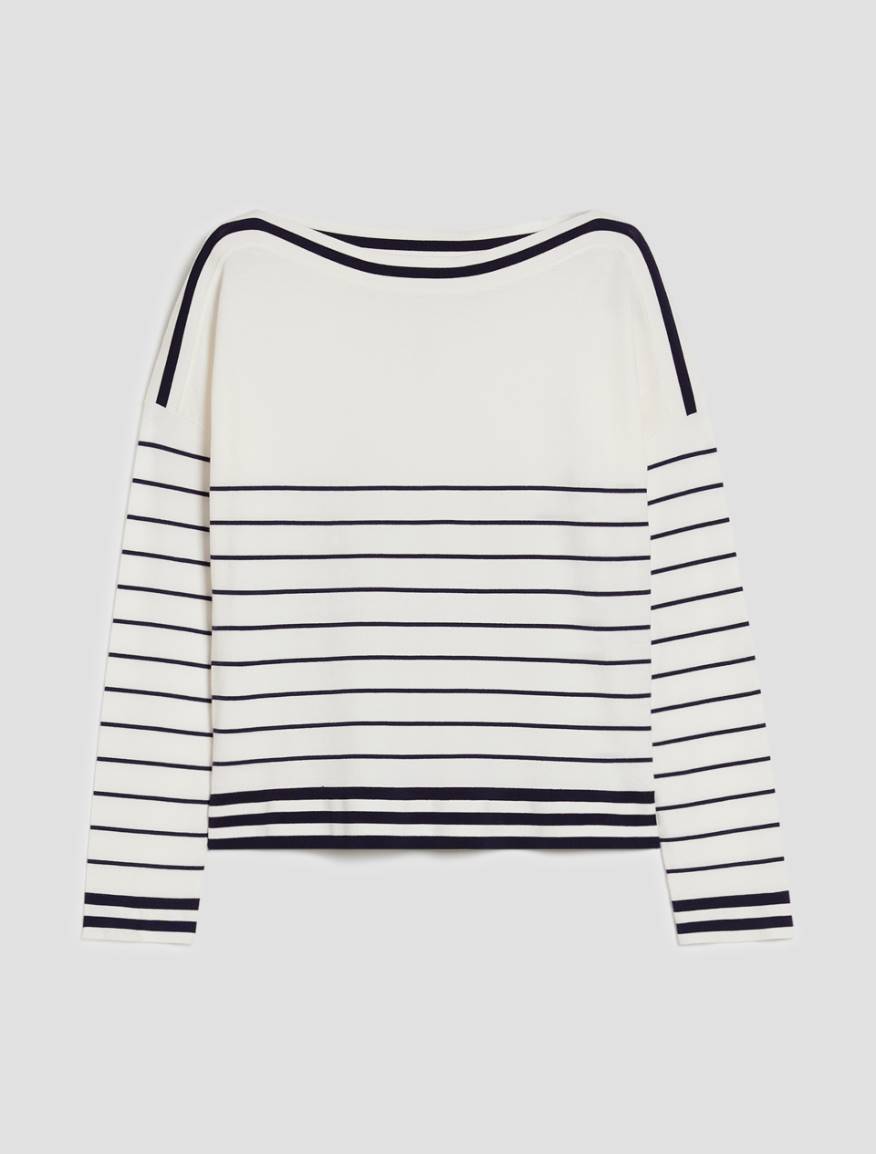 Stretch knit sailor-stripe sweater - IVORY - Pennyblack - 2
