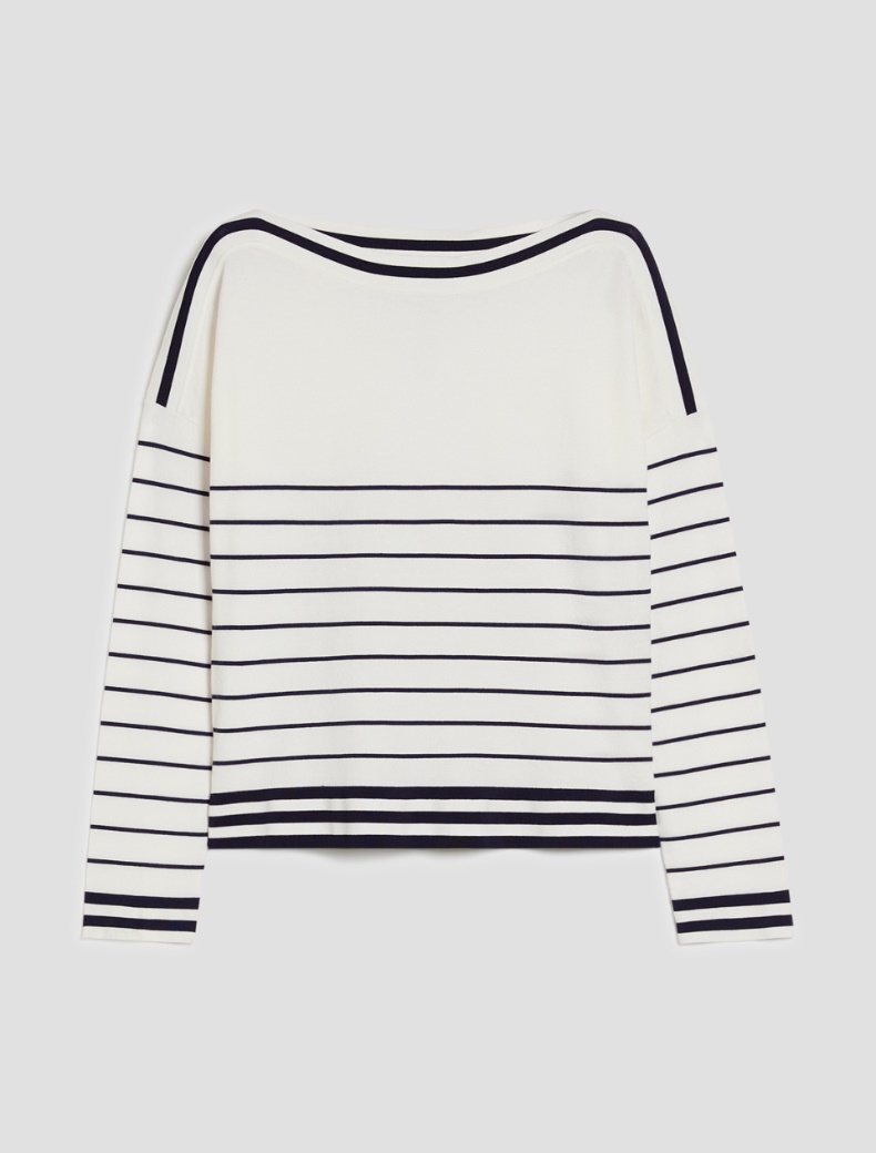 Stretch knit sailor-stripe sweater - IVORY - pennyblack