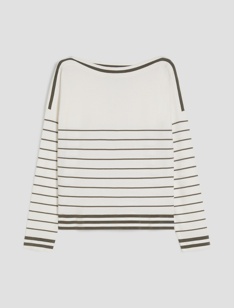 Stretch knit sailor-stripe sweater - IVORY - pennyblack