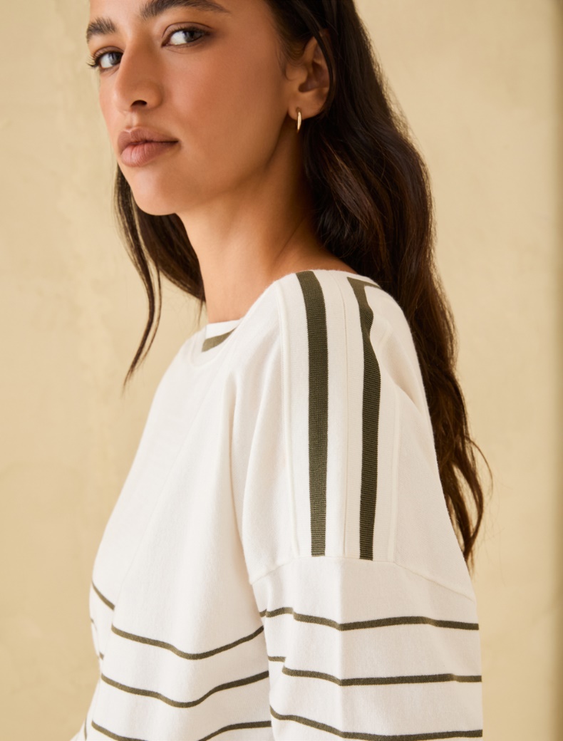 Stretch knit sailor-stripe sweater - IVORY - pennyblack