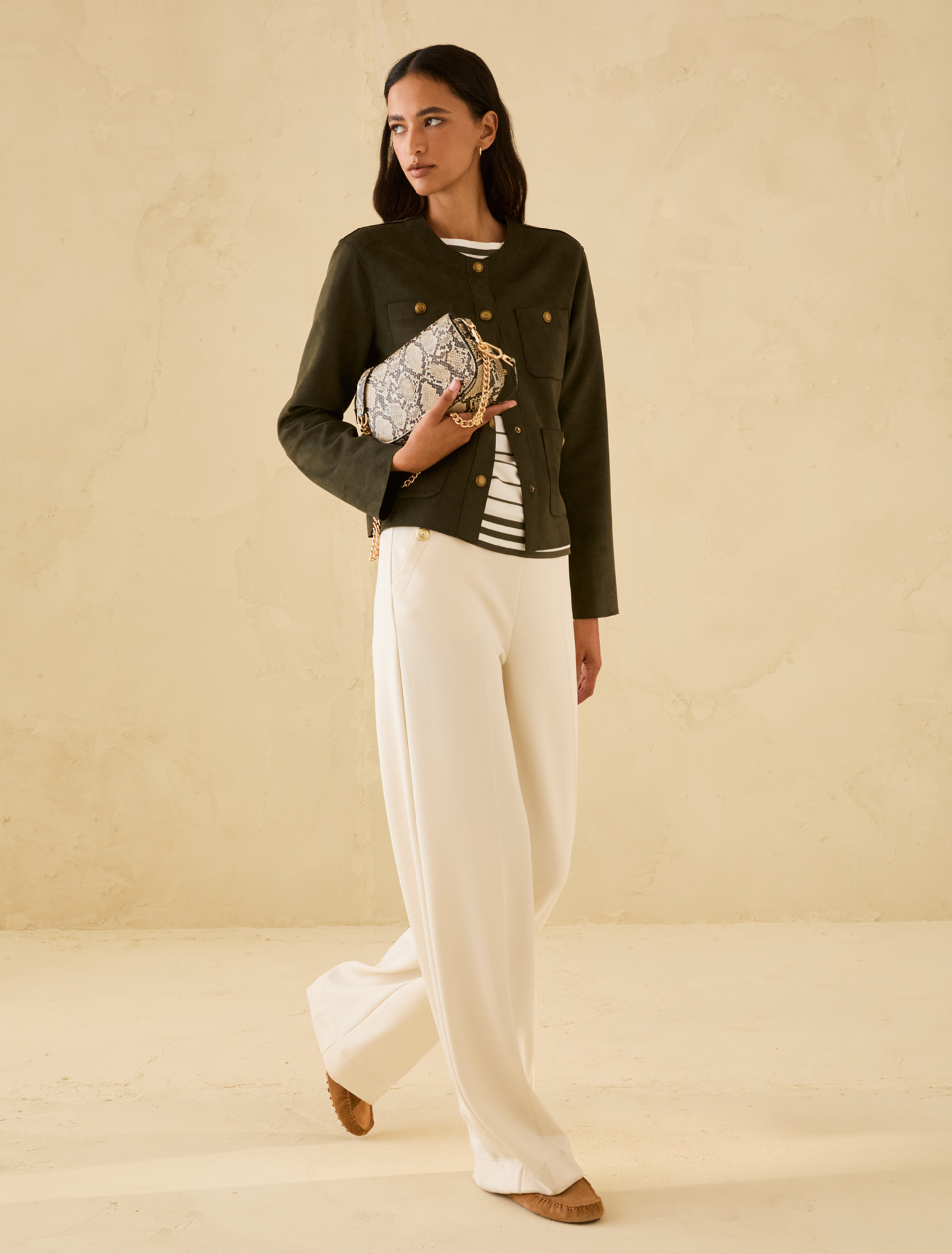 Stretch knit sailor-stripe sweater - IVORY - pennyblack