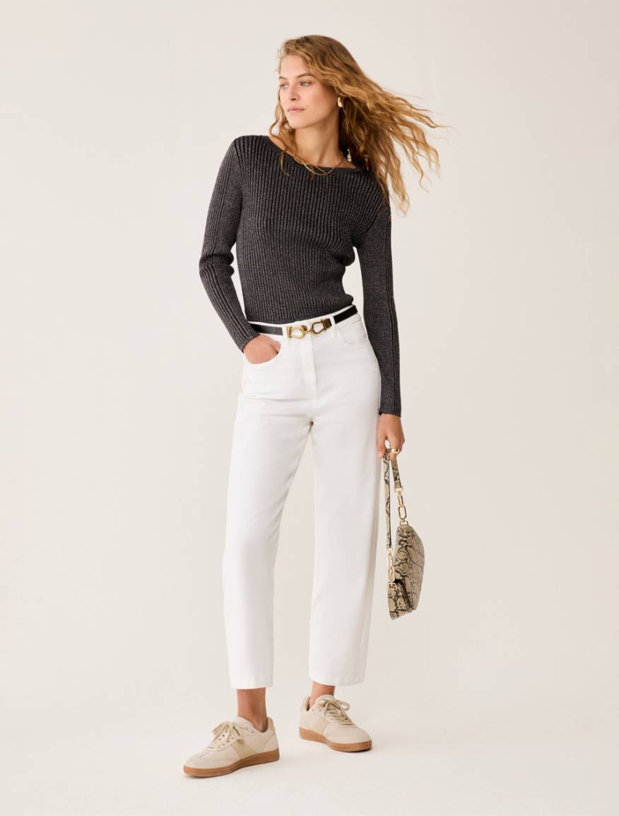 Fine rib-knit lamé sweater - BLACK - Pennyblack - 5