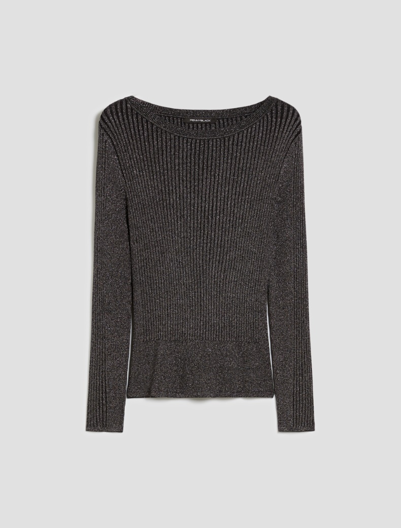 Fine rib-knit lamé sweater - BLACK - pennyblack