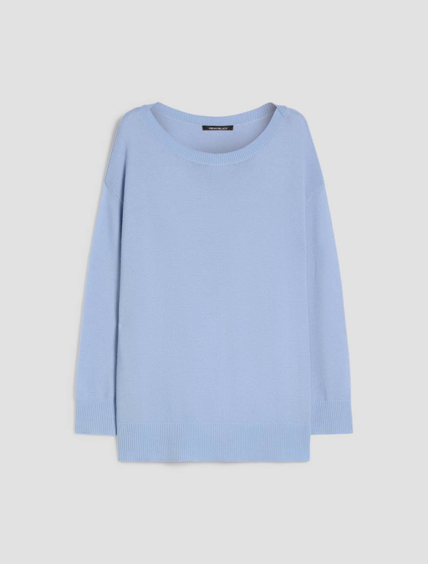 Oversized lightweight wool sweater - LIGHT BLUE - Pennyblack - 2