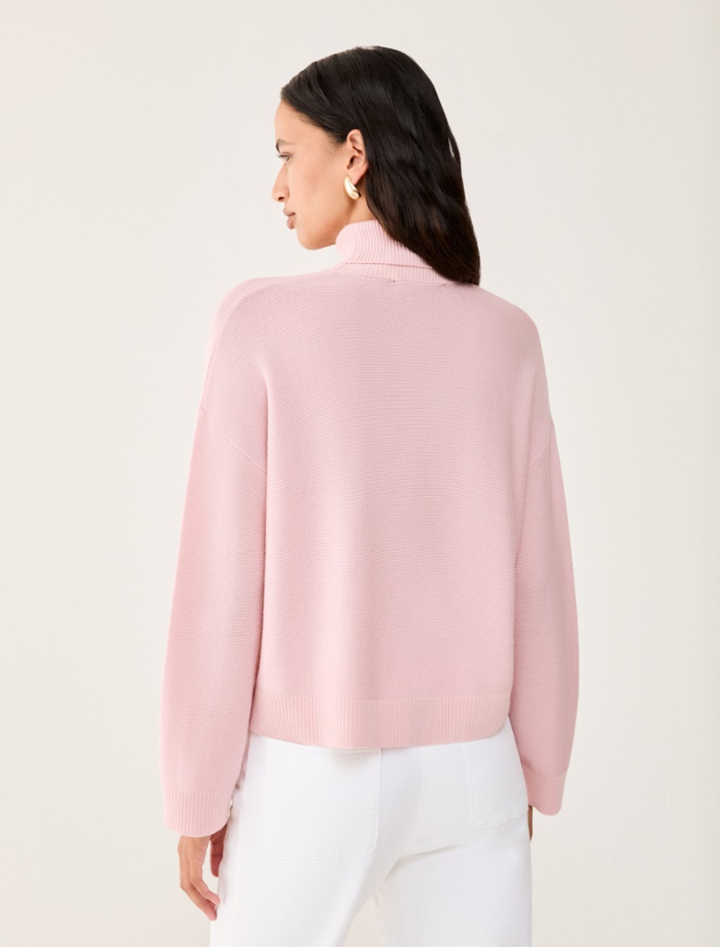 Lightweight pure wool polo-neck sweater - PINK - pennyblack