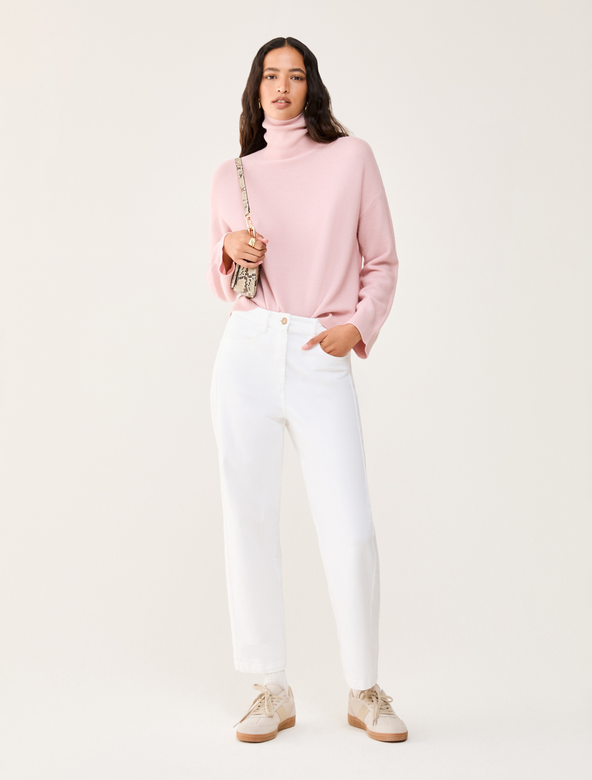 Lightweight pure wool polo-neck sweater - PINK - pennyblack