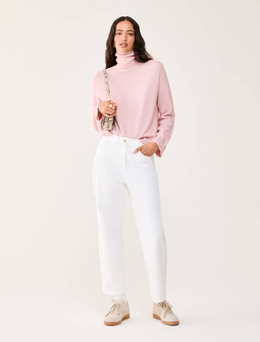 Lightweight pure wool polo-neck sweater - PINK - Pennyblack - 5