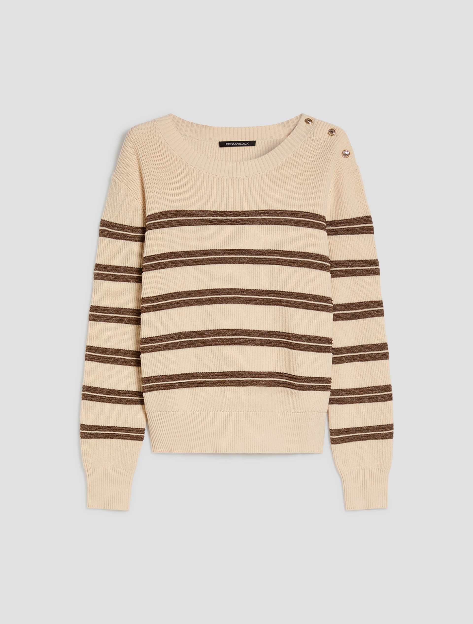 Lamé sailor-striped sweater - VANILLA - pennyblack