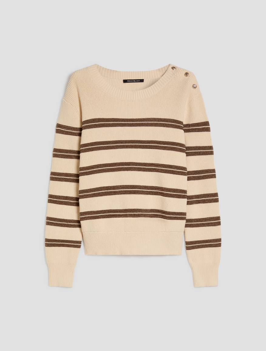 Lamé sailor-striped sweater - VANILLA - Pennyblack - 2