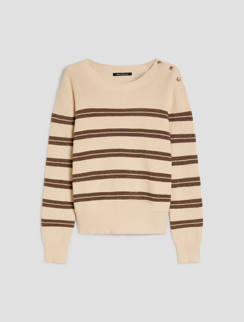 Lamé sailor-striped sweater - VANILLA - pennyblack