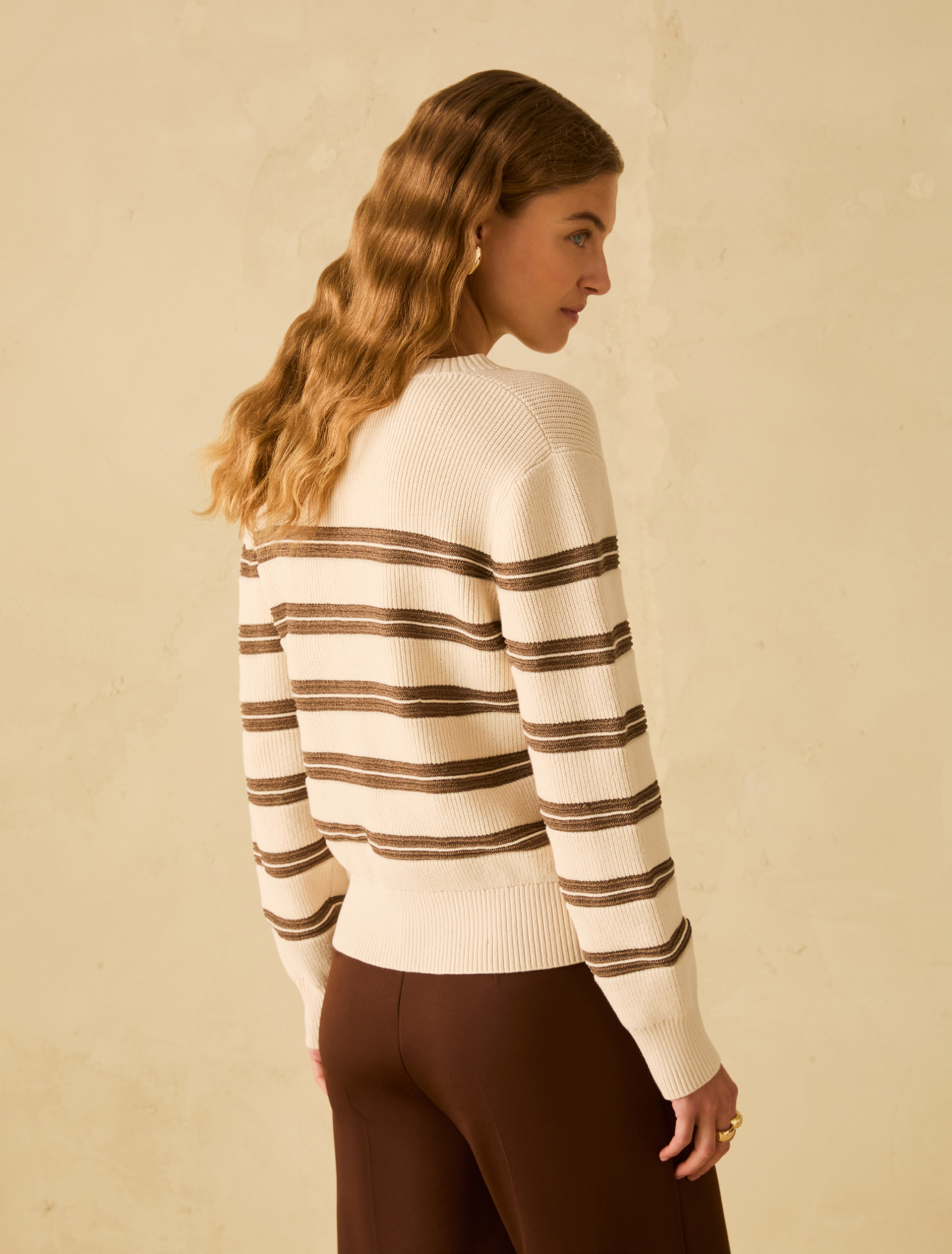 Lamé sailor-striped sweater - VANILLA - pennyblack