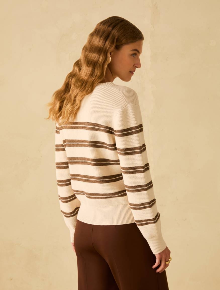 Lamé sailor-striped sweater - VANILLA - Pennyblack - 3