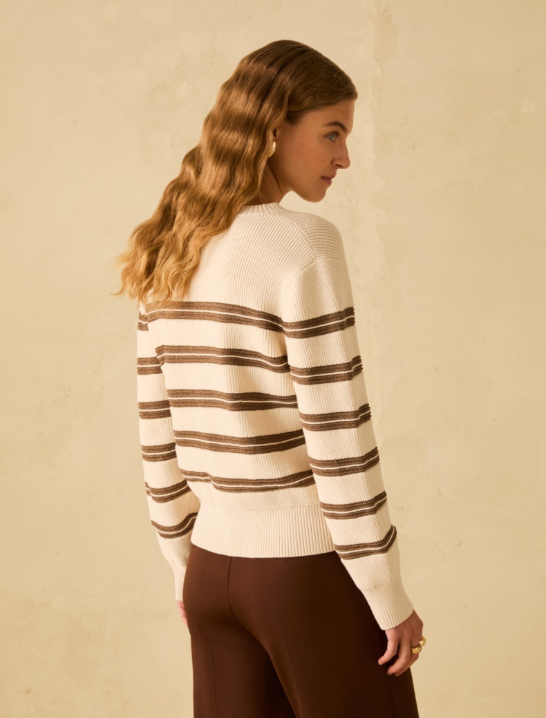 Lamé sailor-striped sweater - VANILLA - pennyblack