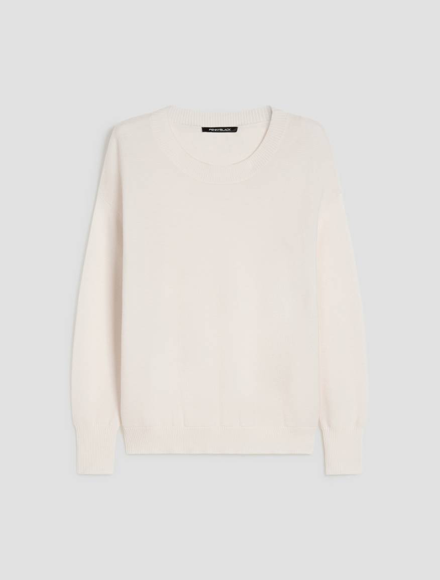Lightweight wool crew-neck sweater - IVORY - Pennyblack - 2