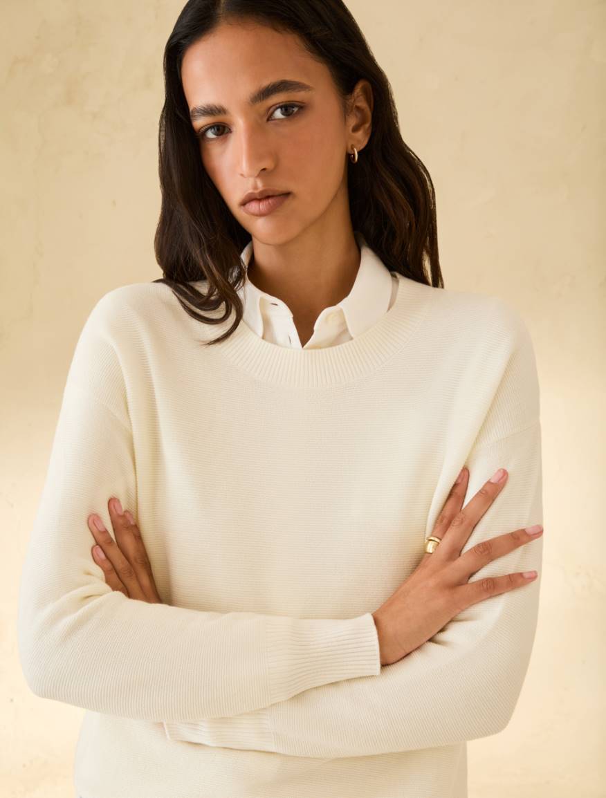 Lightweight wool crew-neck sweater - IVORY - Pennyblack - 4