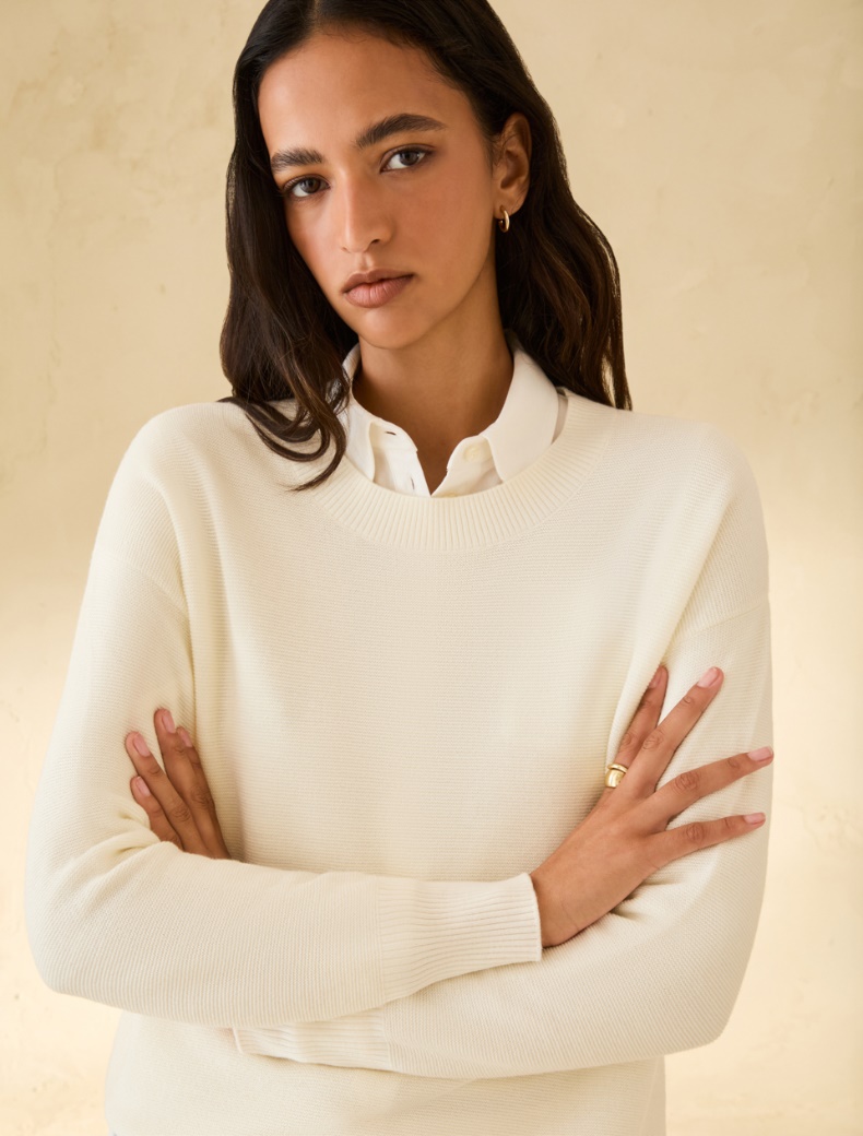 Lightweight wool crew-neck sweater - IVORY - pennyblack