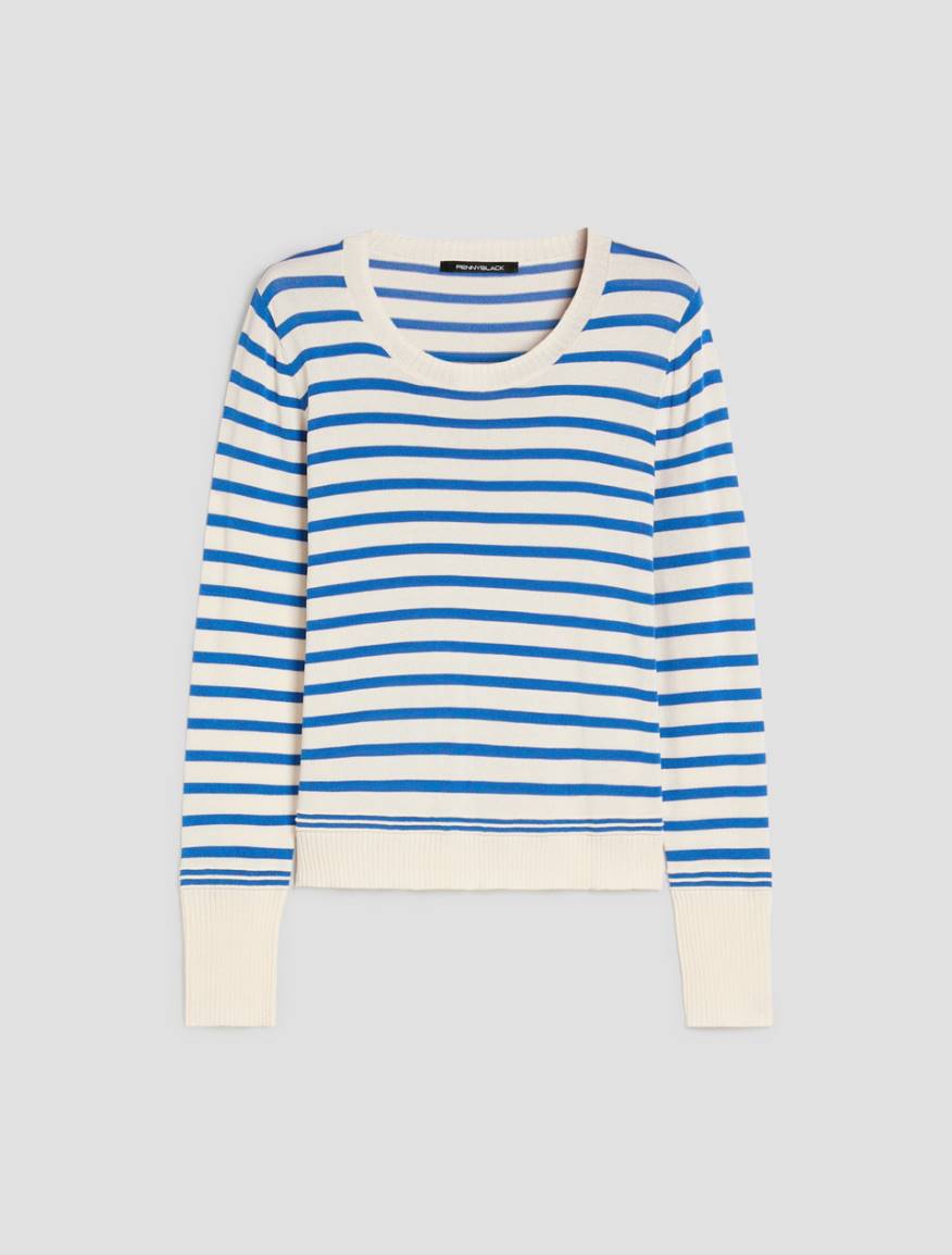 Silk and cotton blend jumper - CORNFLOWER BLUE - Pennyblack - 2