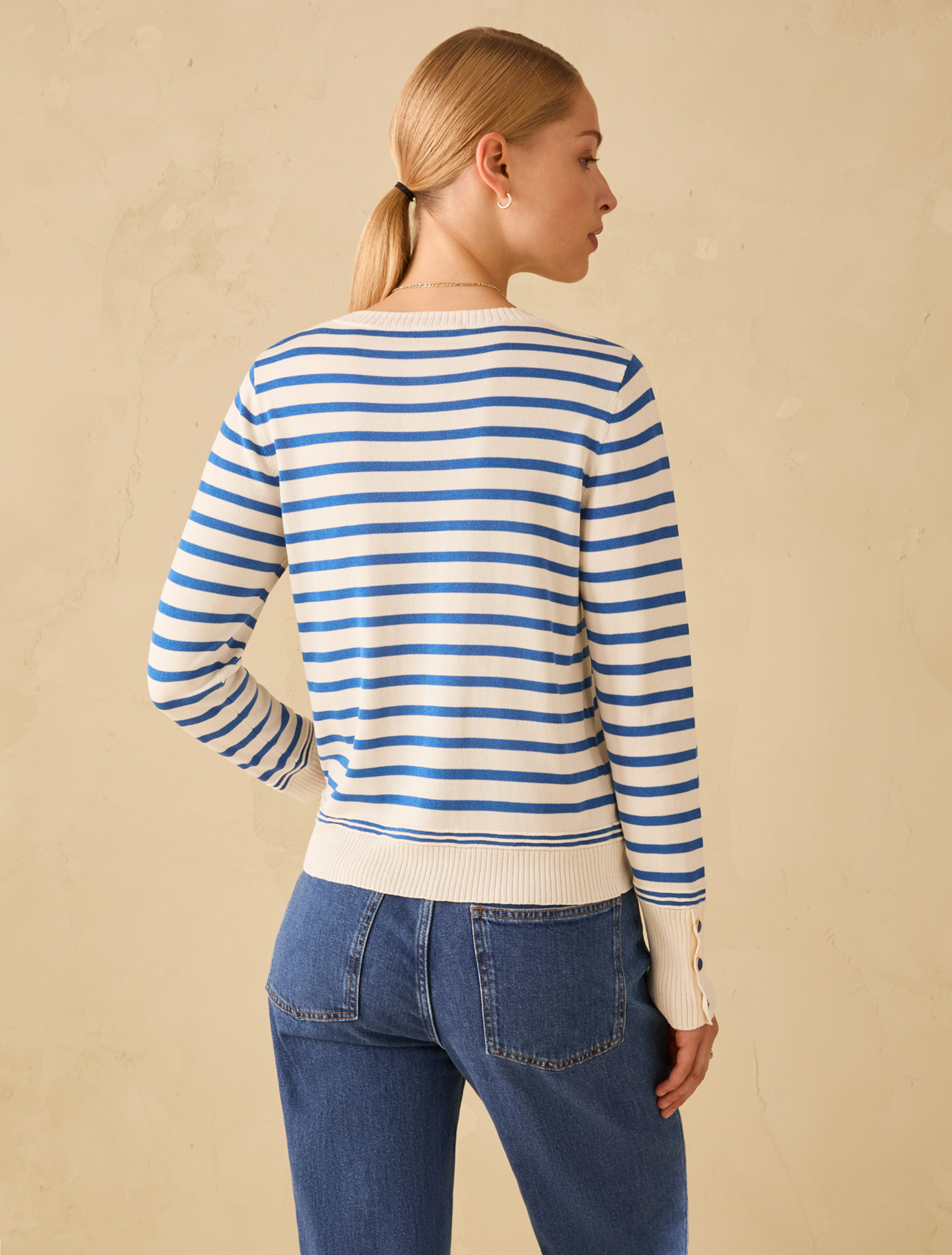 Silk and cotton blend jumper - CORNFLOWER BLUE - pennyblack