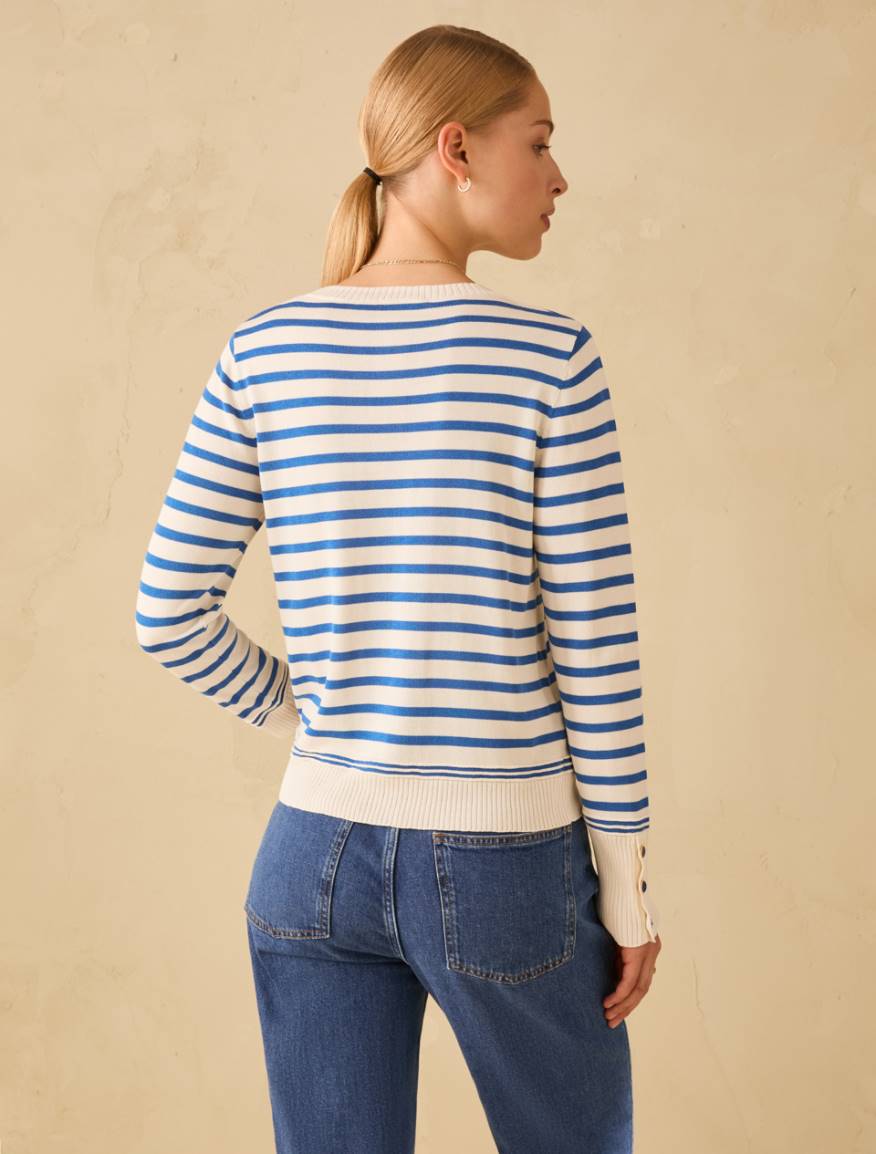 Silk and cotton blend jumper - CORNFLOWER BLUE - Pennyblack - 3