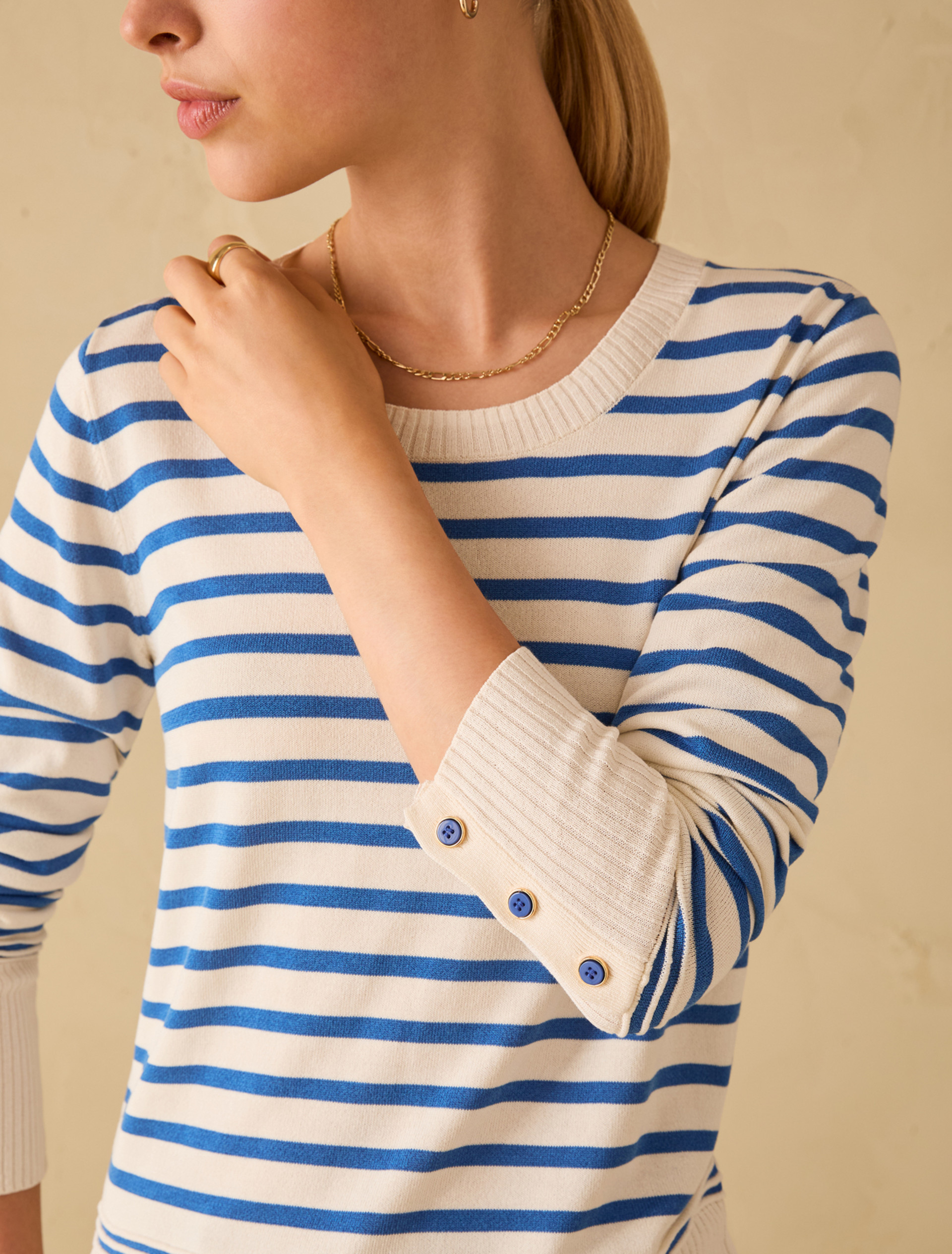 Silk and cotton blend jumper - CORNFLOWER BLUE - pennyblack