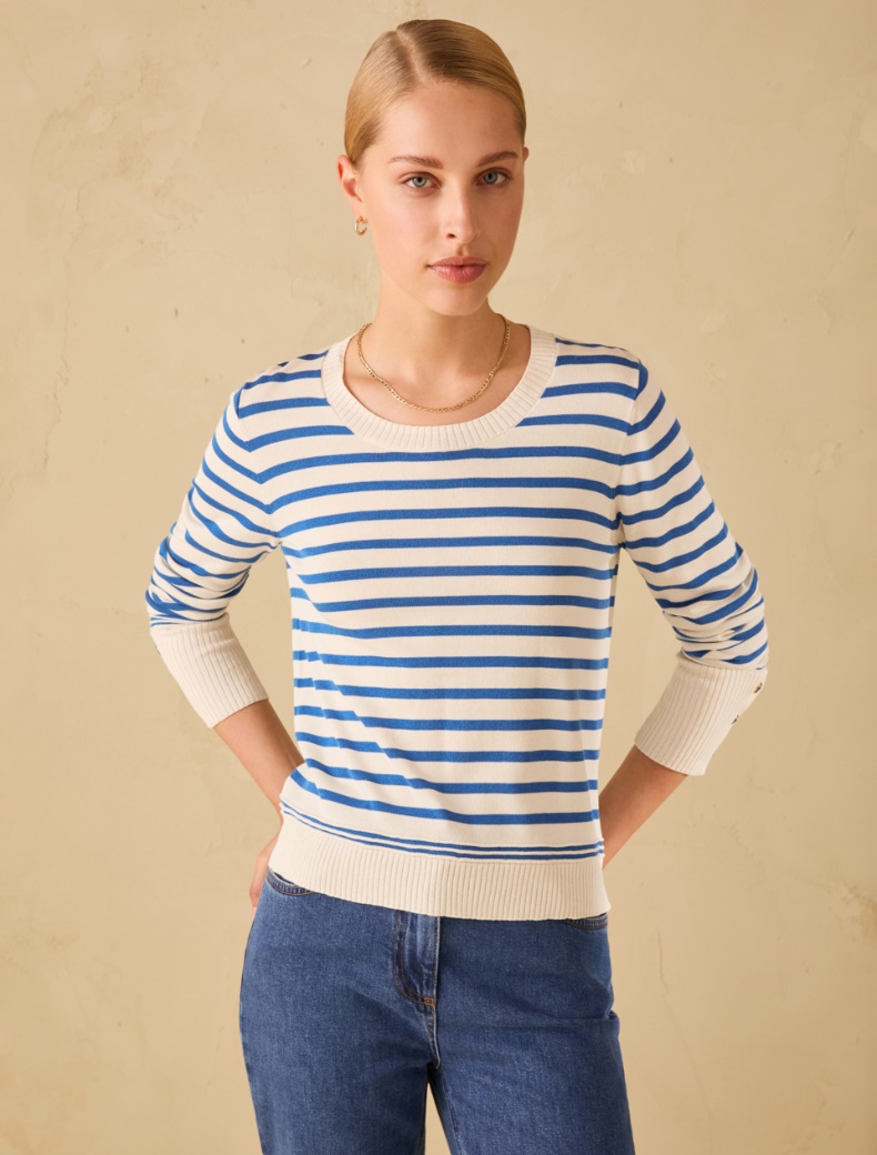 Silk and cotton blend jumper - CORNFLOWER BLUE - pennyblack