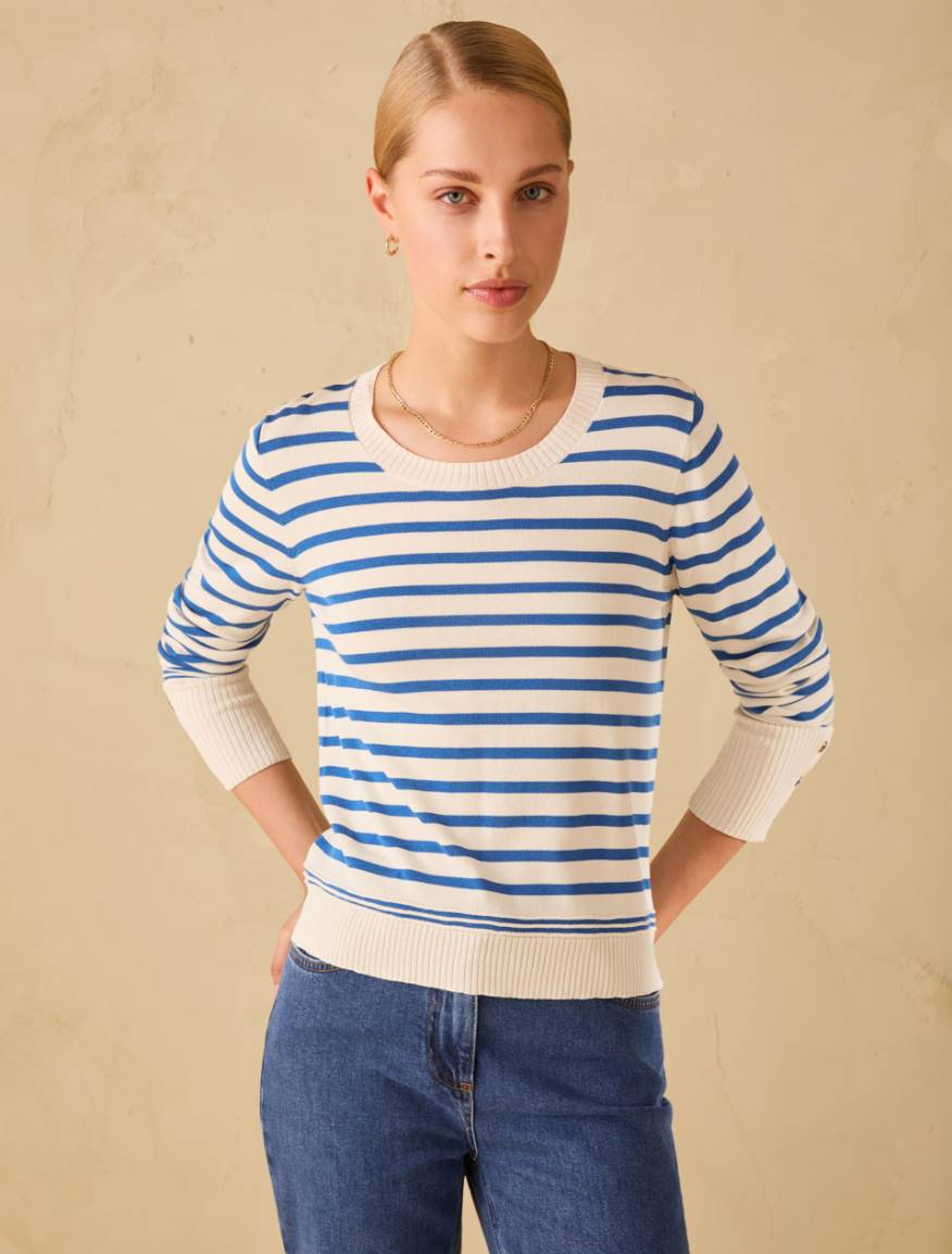 Silk and cotton blend jumper - CORNFLOWER BLUE - Pennyblack