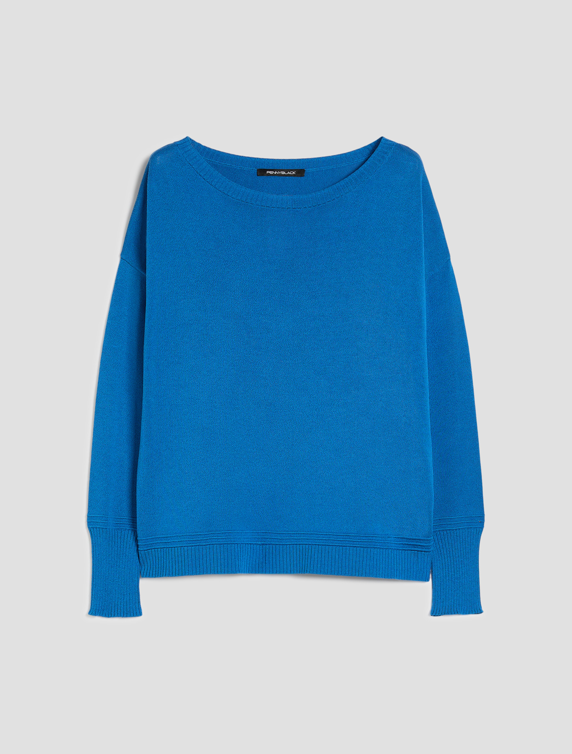 Cotton, silk and viscose jumper - CORNFLOWER BLUE - pennyblack