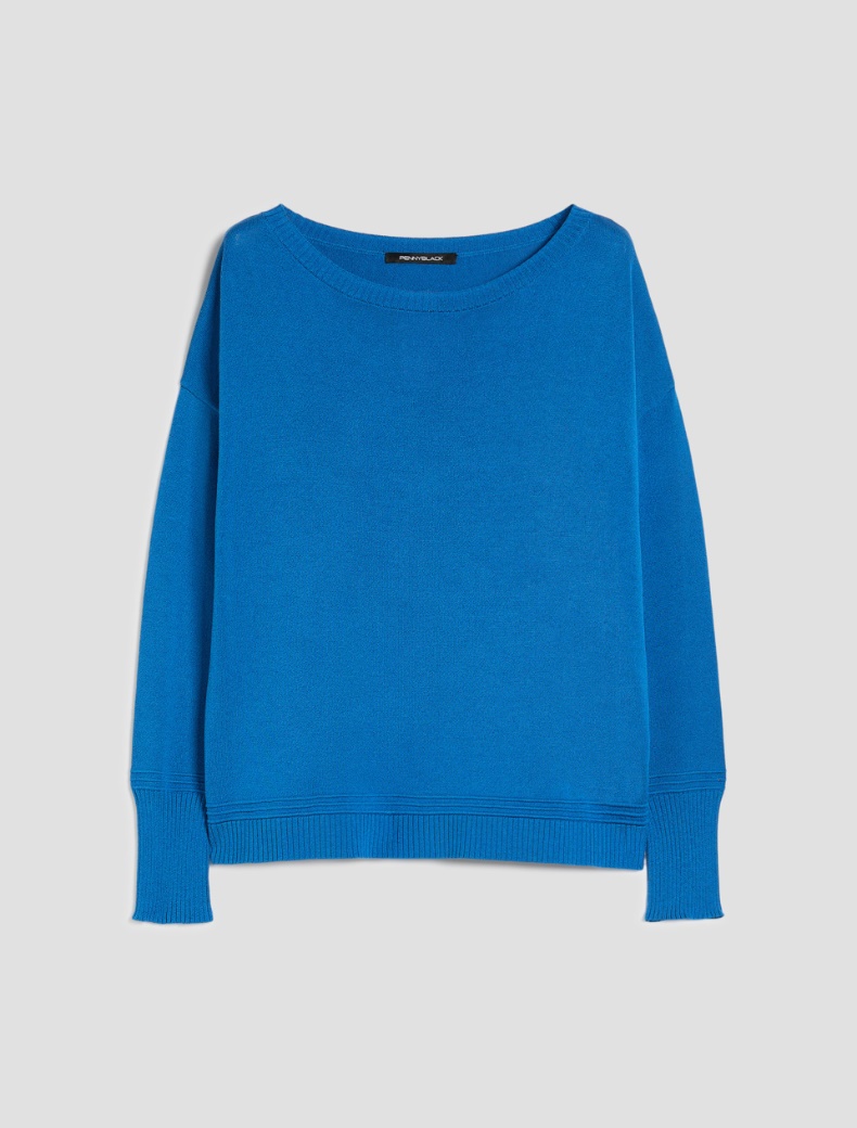 Cotton, silk and viscose jumper - CORNFLOWER BLUE - pennyblack