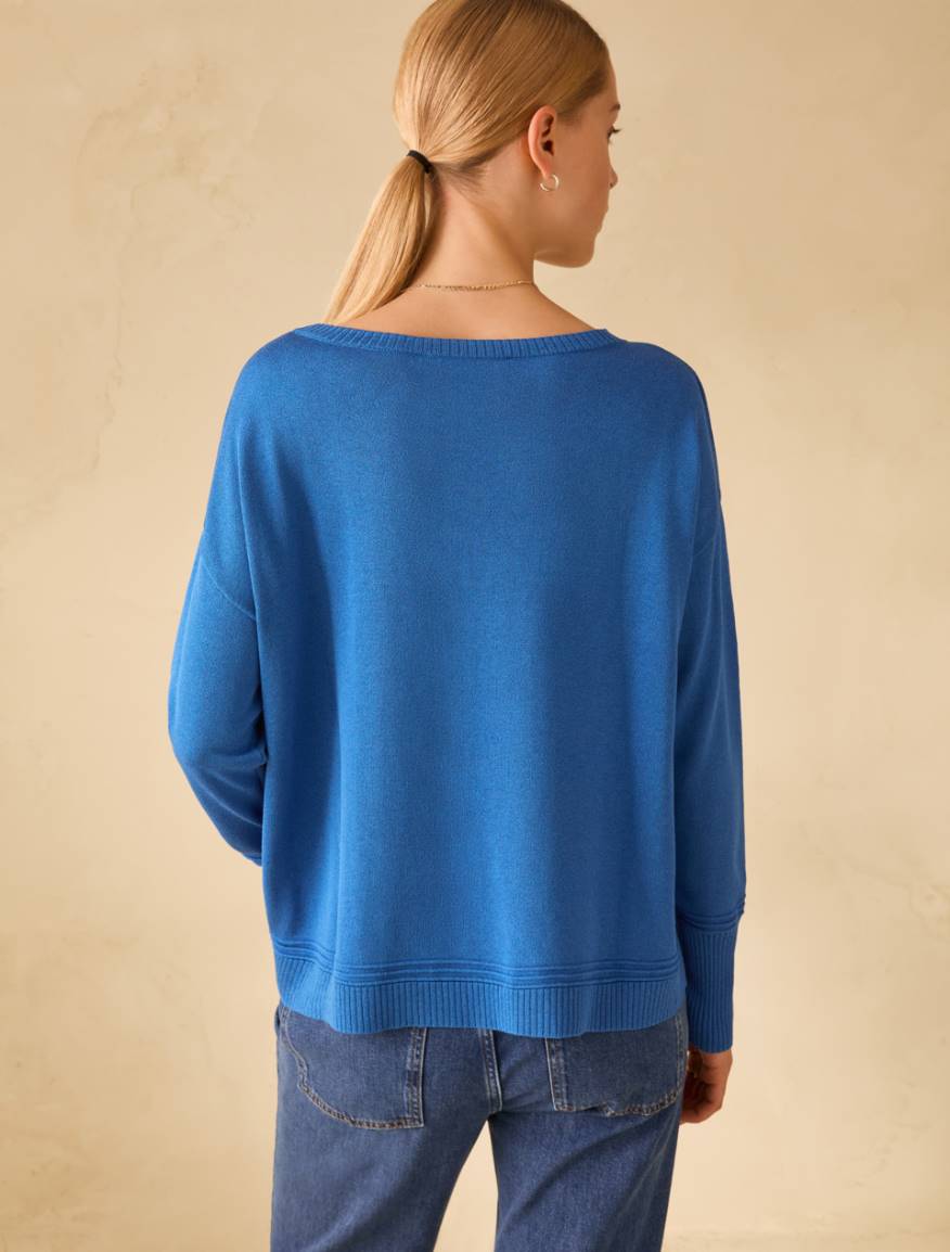 Cotton, silk and viscose jumper - CORNFLOWER BLUE - Pennyblack - 3