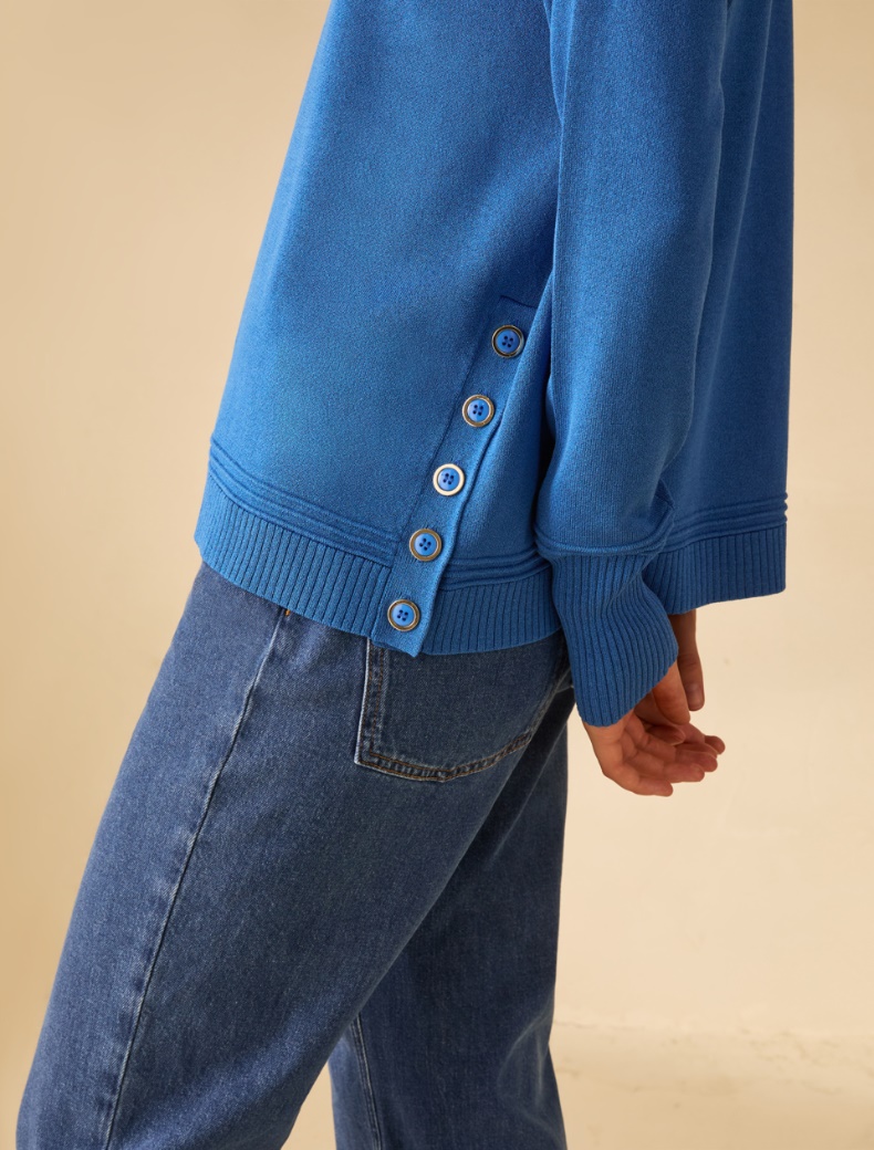 Cotton, silk and viscose jumper - CORNFLOWER BLUE - pennyblack