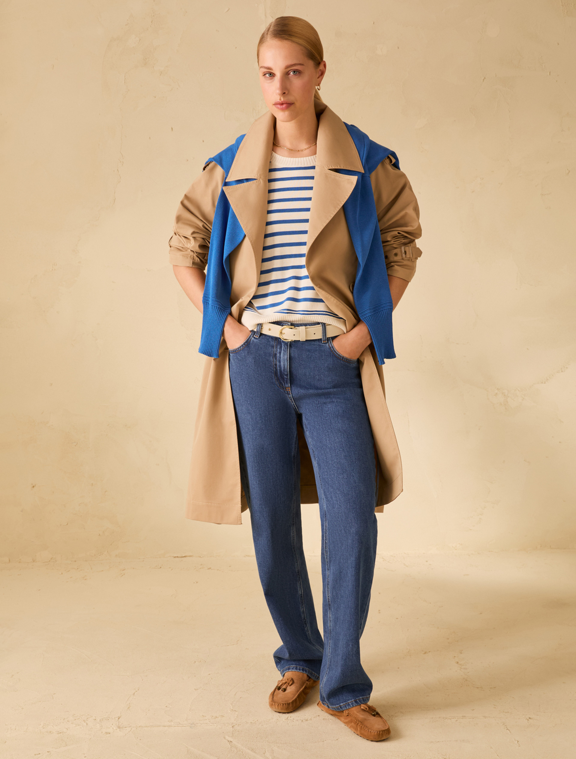 Cotton, silk and viscose jumper - CORNFLOWER BLUE - pennyblack