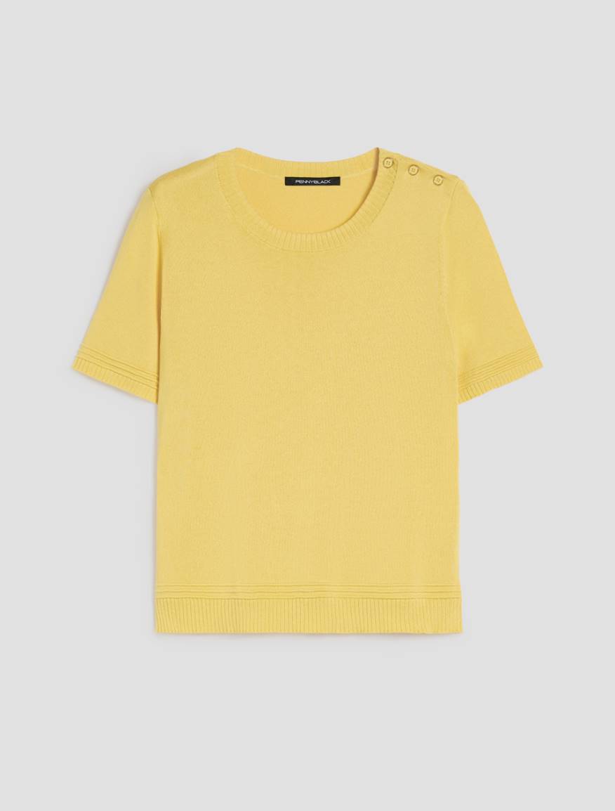 Cotton and silk blend T-shirt - YELLOW - Pennyblack - 2