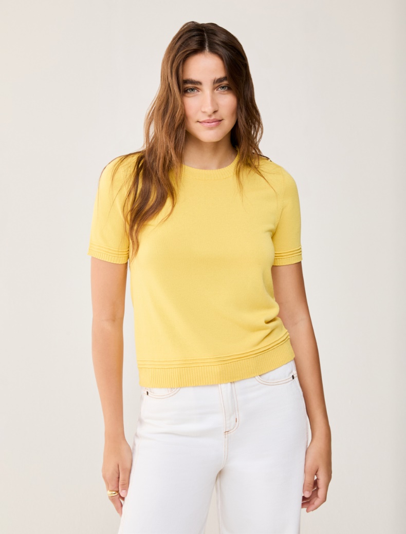 Cotton and silk blend T-shirt - YELLOW - pennyblack