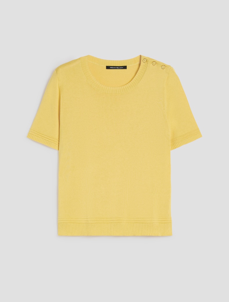 Cotton and silk blend T-shirt - YELLOW - pennyblack