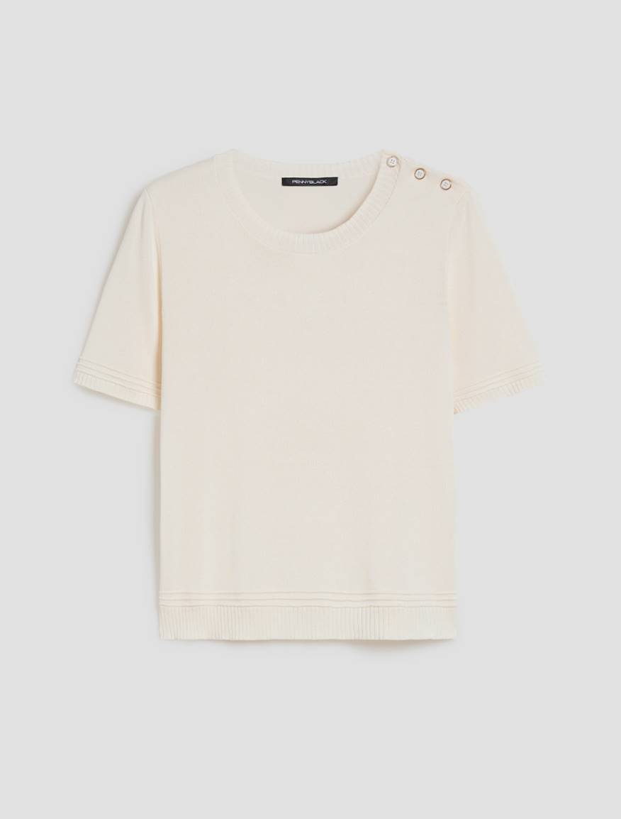 Cotton and silk blend T-shirt - IVORY - Pennyblack - 2