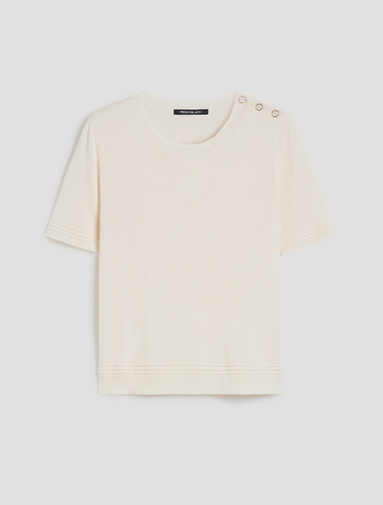 Cotton and silk blend T-shirt - IVORY - pennyblack