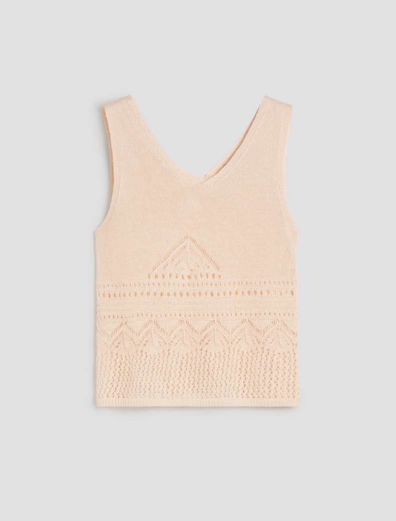 Top in pure, perforated linen - IVORY - pennyblack