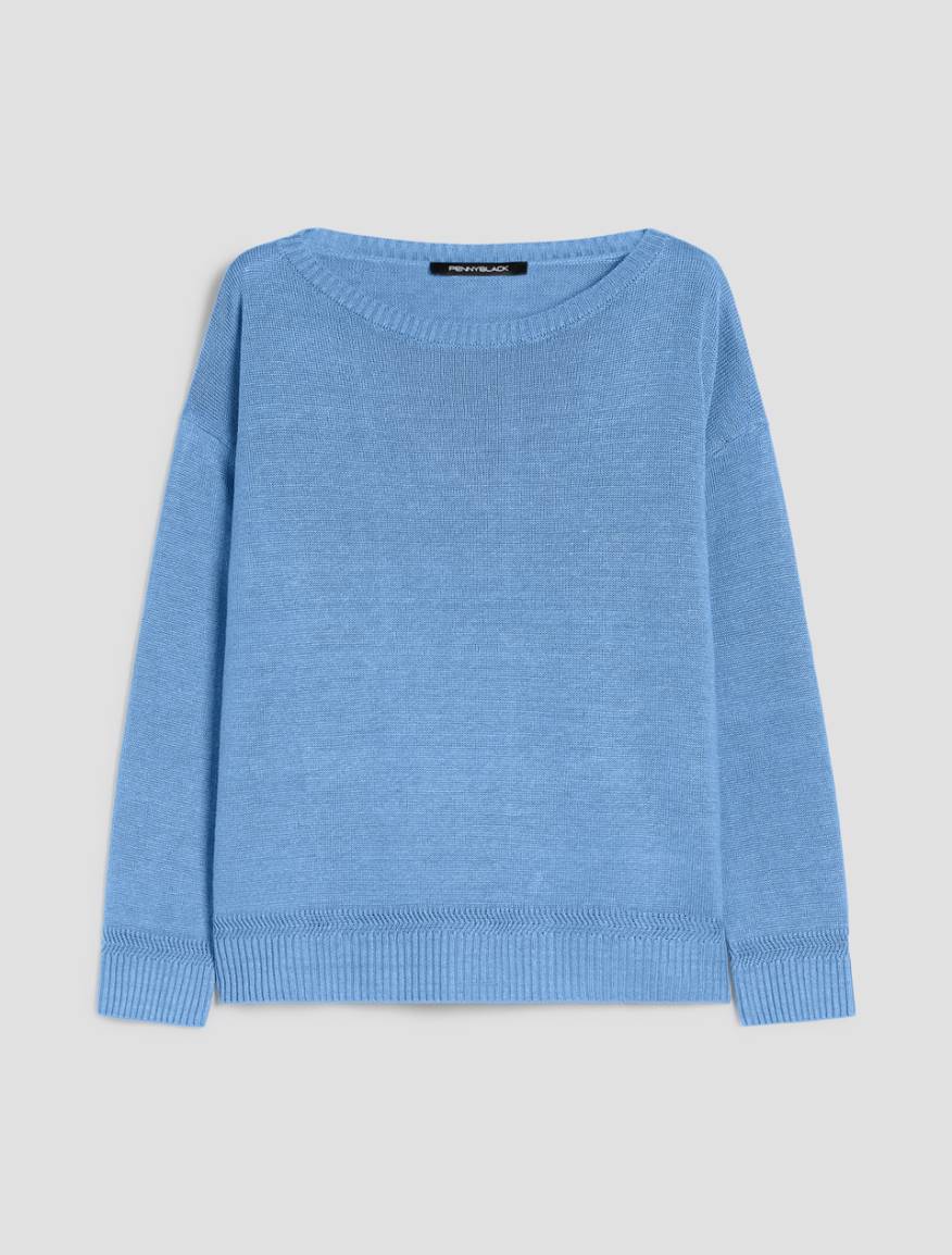 Pure linen jumper - LIGHT BLUE - Pennyblack - 2