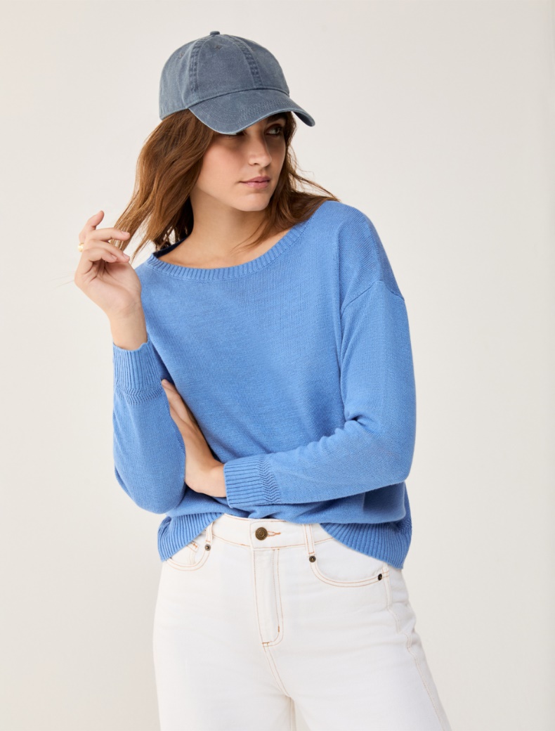 Pure linen jumper - LIGHT BLUE - pennyblack