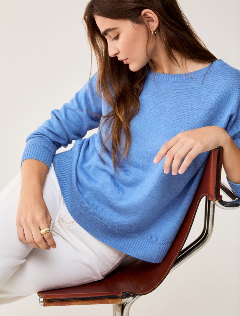 Pure linen jumper - LIGHT BLUE - pennyblack