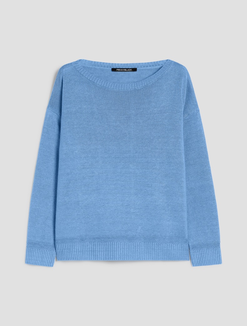 Pure linen jumper - LIGHT BLUE - pennyblack