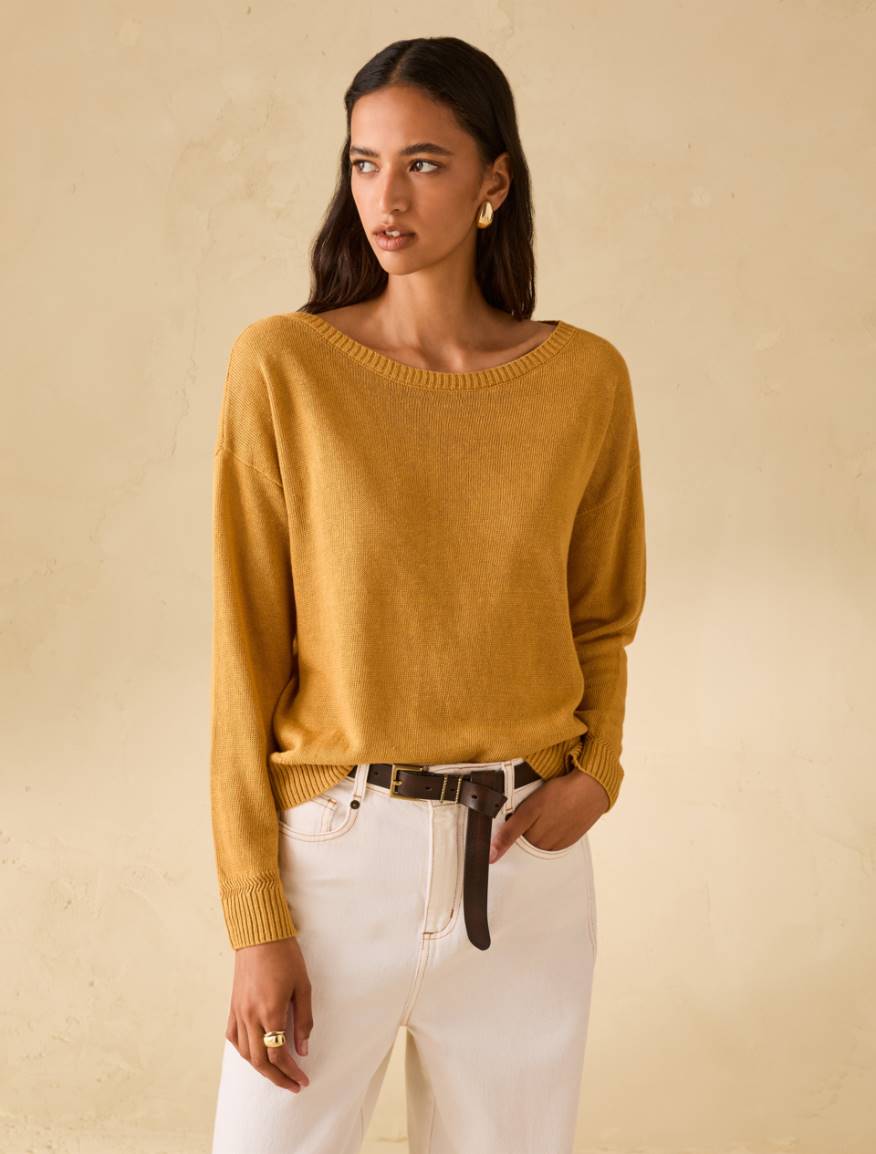 Pure linen jumper - OCHRE - Pennyblack