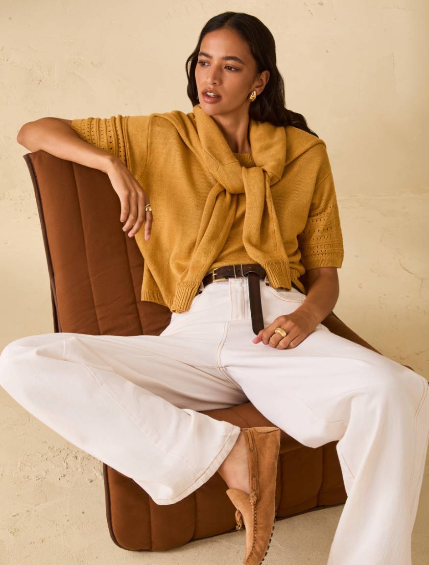 Pure linen knit T-shirt - OCHRE - Pennyblack - 5