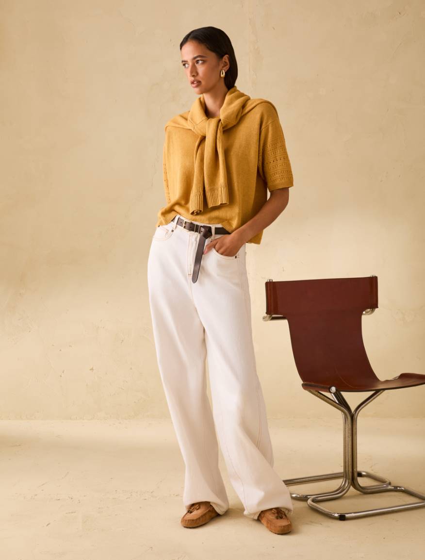 Pure linen knit T-shirt - OCHRE - Pennyblack - 6